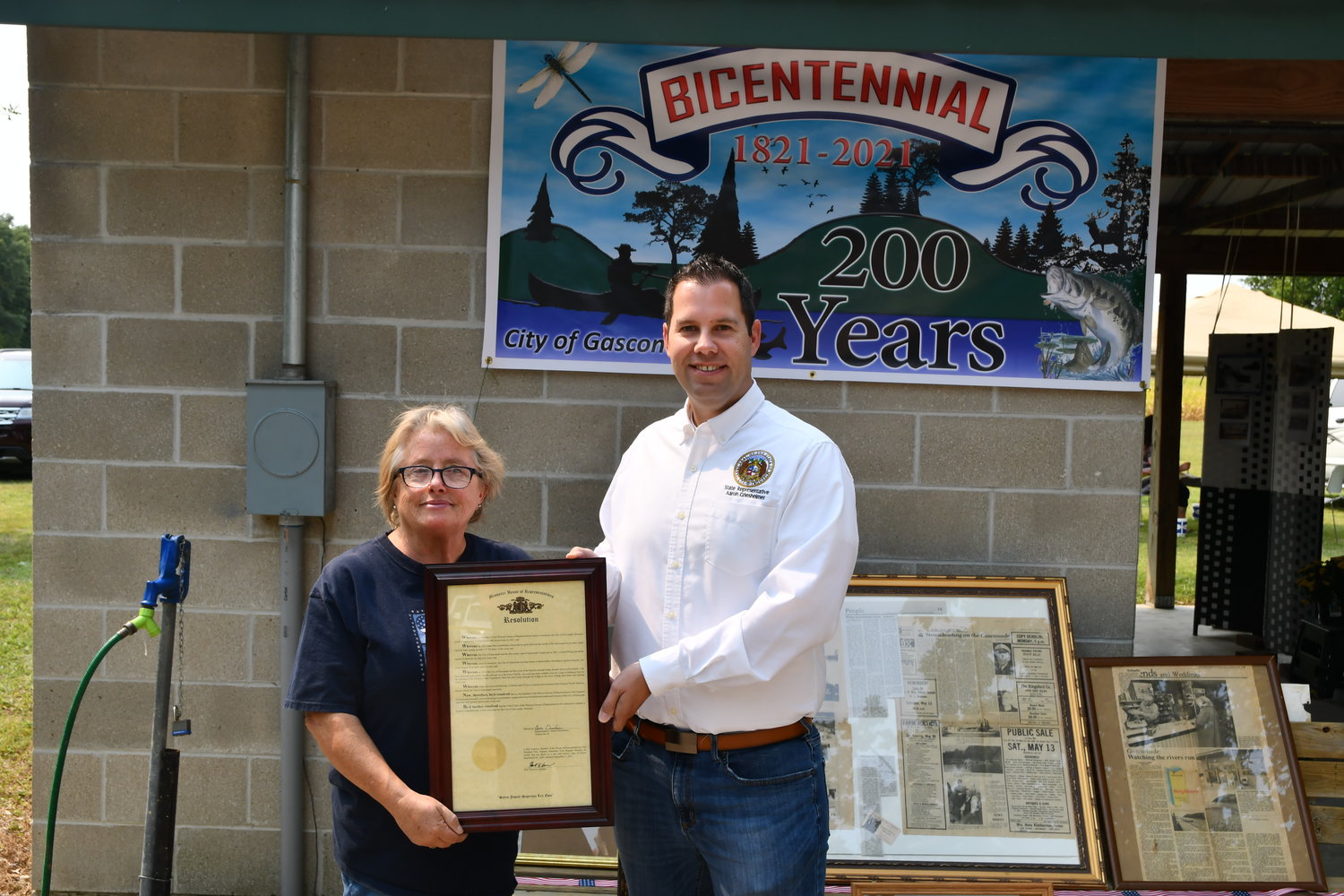 An estimated 300 people attended the festivities planned by members of the Board of Aldermen, according to Mayor Debbie Green. State Rep. Aaron Griesheimer presented Green with a House resolution.