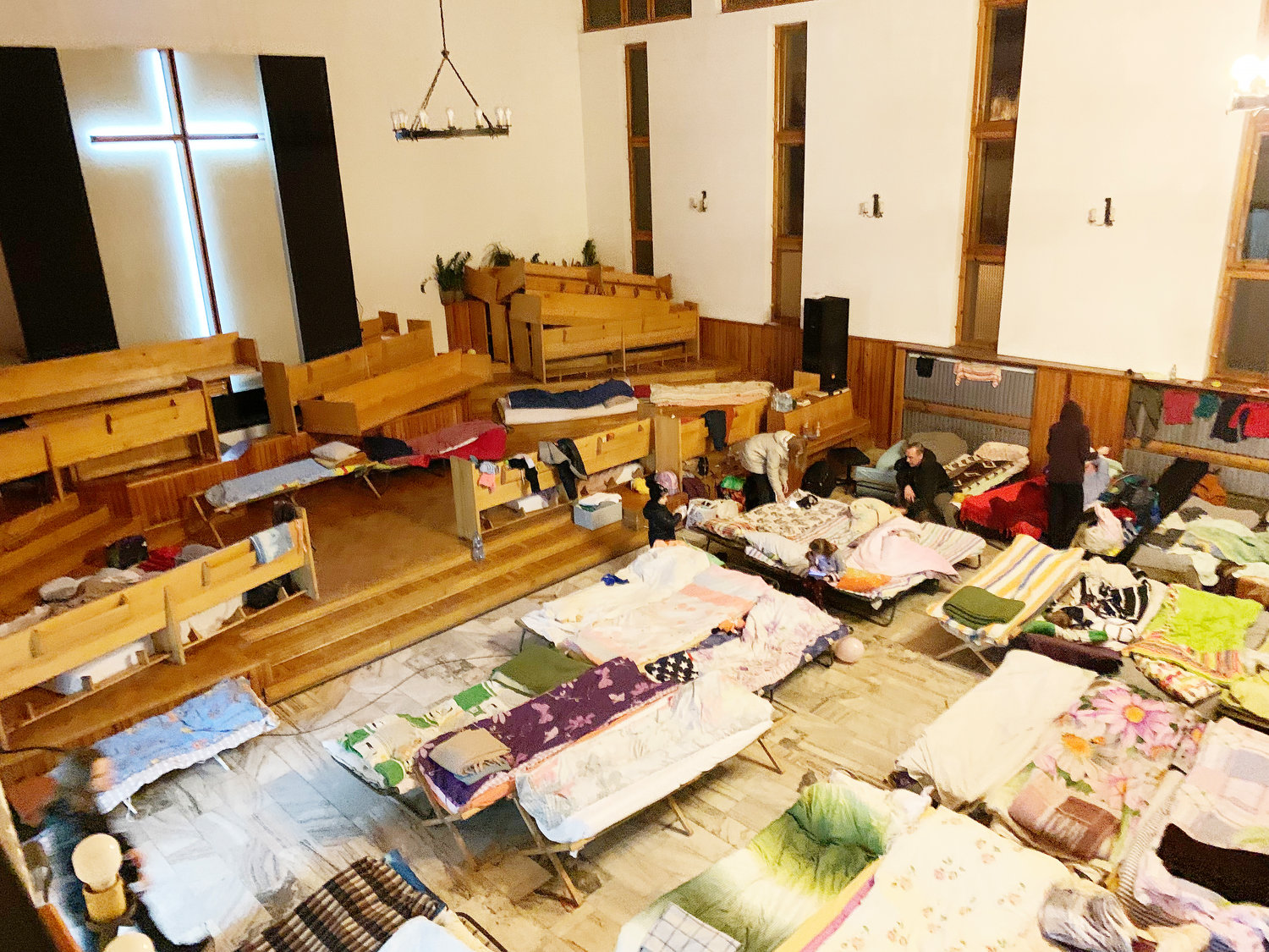 A church in Chelm, Poland after the whole building was converted into a refugee center.