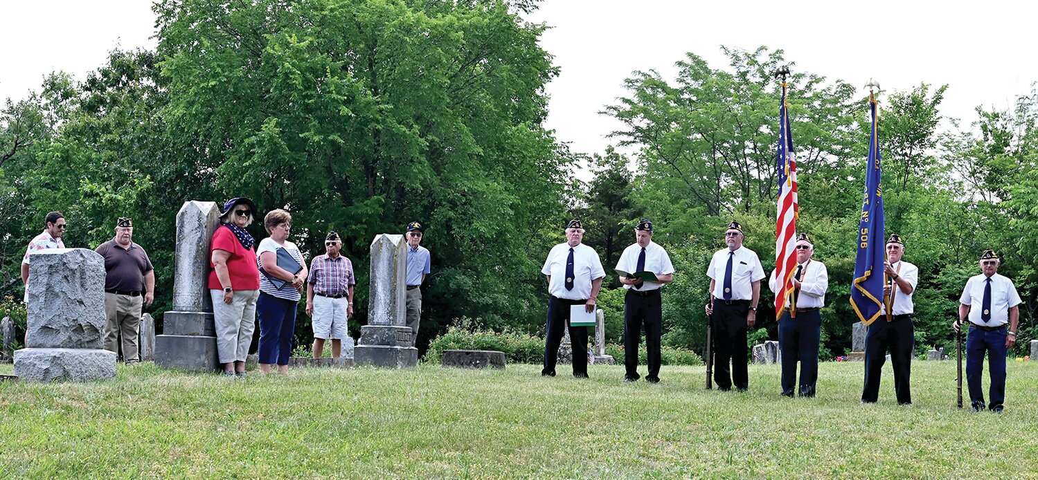 American Legion #506 members Chaplain Delmar Mitchem, Commander Steve Duncan, Dave Steffen, Bernell Keilholz, Ed Mitchem and Danny Lamb led the Deer Creek Cemetery Memorial Day service on Sunday. Local veterans were also recognized, and names of veterans buried in the cemetery were read by Sabra Paulsmeyer and Rhonda Mitchem.